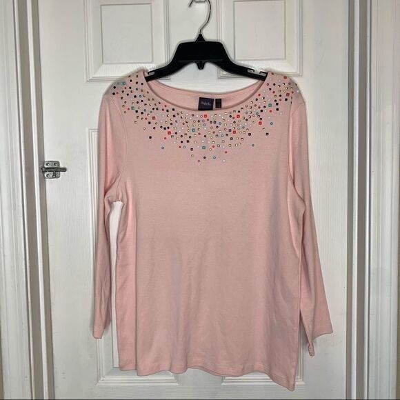 Rafaella Jeweled Top Size XL Chintz Rose Color - Picture 1 of 11